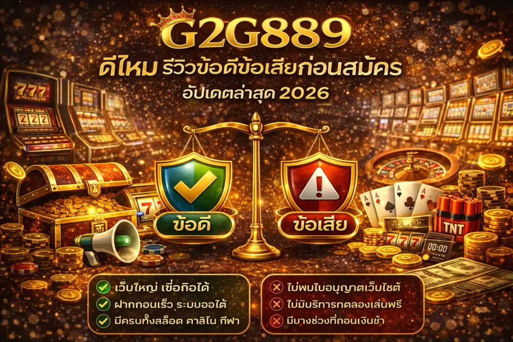 G2G889 ดีไหม รีวิวข้อดีข้อเสียก่อนสมัคร